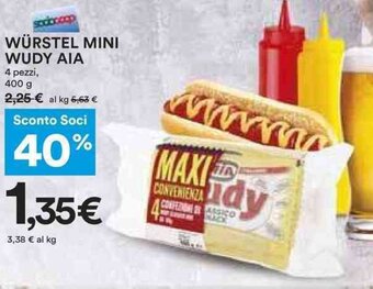 Coop WÜRSTEL MINI WUDY AIA 4 pezzi, 400 g offerta