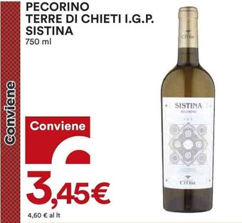 Coop PECORINO TERRE DI CHIETI I.G.P. SISTINA 750 ml offerta