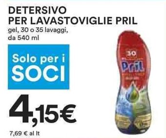 Coop DETERSIVO PER LAVASTOVIGLIE PRIL gel, 30 o 35 lavaggi, da 540 ml offerta