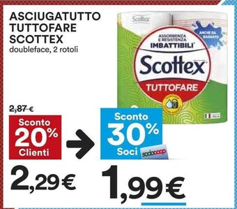 Coop ASCIUGATUTTO TUTTOFARE SCOTTEX doubleface, 2 rotoli offerta