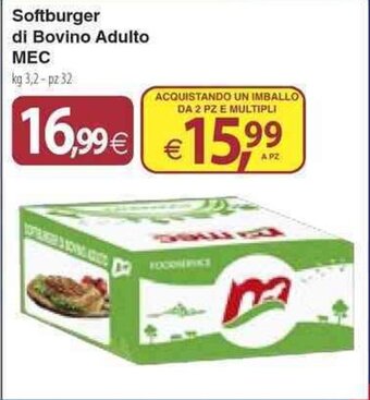 Docks Cash&Carry Softburger di Bovino Adulto MEC kg 3,2 -pz 32 offerta