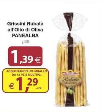 Docks Cash&Carry Grissini Rubatà all'Olio di Oliva PANEALBA g. 350 offerta