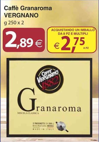 Docks Cash&Carry Caffè Granaroma VERGNANO g 250 x 2 offerta