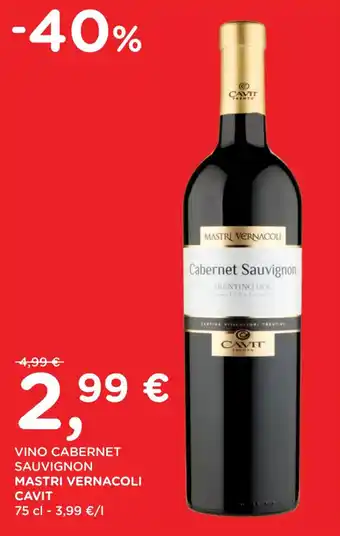 VINO CABERNET SAUVIGNON MASTRI VERNACOLI CAVIT 75 cl