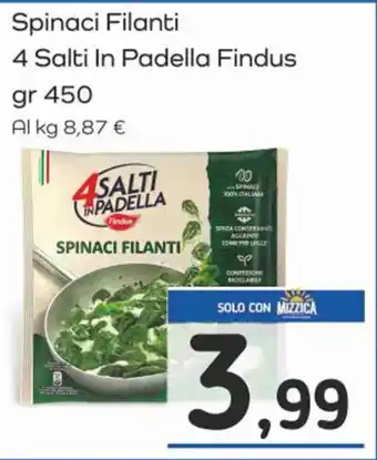 Famila Superstore Spinaci Filanti 4 Salti In Padella Findus gr 450 offerta