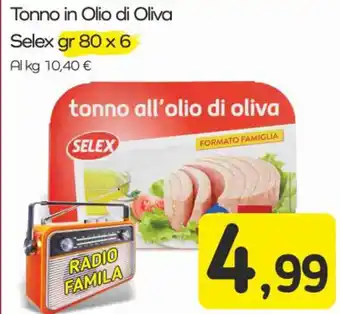 Tonno in Olio di Oliva Selex gr 80 x 6