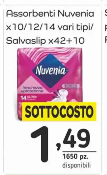 Assorbenti Nuvenia x 10/12/14 vari tipi/ Salvaslip x42+10
