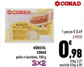 Conad Conad - Wurstel Pollo E Tacchino 100 G(ml) offerta