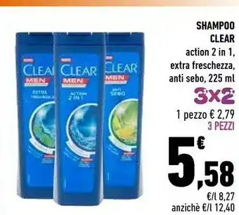 Clear Shampo Action 2 In 1 225ml