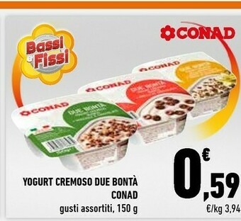 Conad Conad - Due Bontà Yogurt Cremoso Bianco Più Fragola 150 G(ml) offerta