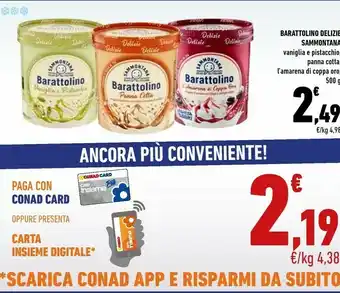 Conad Sammontana Barattolino Delizie Stracciatella 500 G(ml) offerta