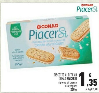 Conad Conad - Biscotto Ai Cereali Ripieno Di Crema Allo Yogurt Piacersi 250 G(ml) offerta