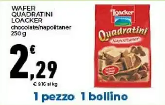Conad Loacker Quadratini Napolitaner 250 G(ml) offerta