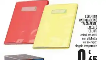 Conad Colibri Copertina Maxi Quaderno Transparente offerta