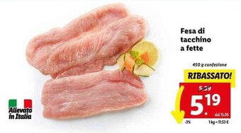 Lidl Fesa di tacchino a fette 450 g offerta