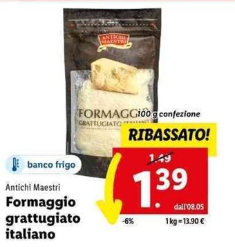 Lidl Antichi Maestri Formaggio grattugiato italiano 100 g offerta