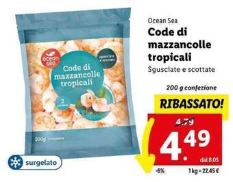 Lidl Ocean Sea Code di mazzancolle tropicali 200 g offerta