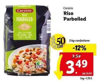 Lidl Carosio Riso Parboiled 2 kg confezione offerta