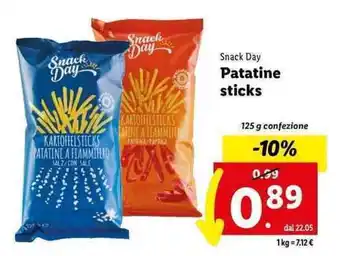 Lidl Snack Day Patatine sticks 125 g confezione offerta