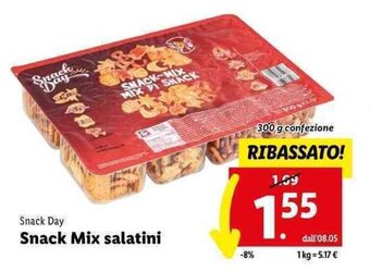 Lidl Snack Day Snack Mix salatini 300 g confezione offerta