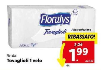 Lidl Floralys Tovaglioli 1 velo offerta