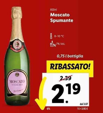 Lidl Allini Moscato Spumante 0,75 l bottiglia offerta