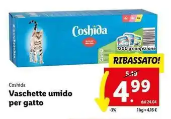 Lidl Coshida Vaschette umido per gatto 1200 g confezione offerta