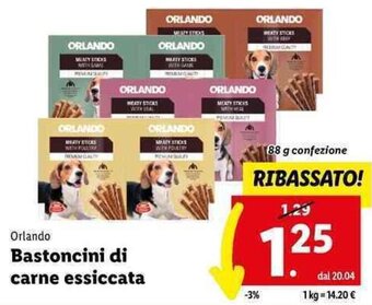 Lidl Orlando Bastoncini di carne essiccata 88 g confezione offerta