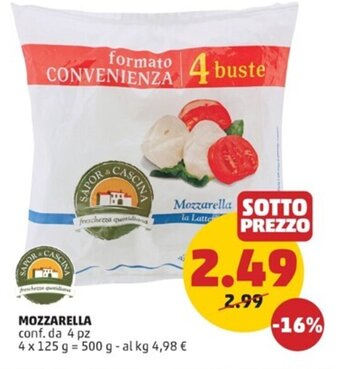 PENNY MOZZARELLA conf. da 4 pz 4 x 125 g offerta