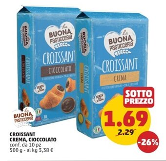 PENNY CROISSANT CREMA, CIOCCOLATO conf. da 10 pz 500 g offerta