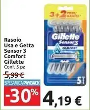 Carrefour Market Gillette rasoio usa e getta sensor 3 comfort offerta