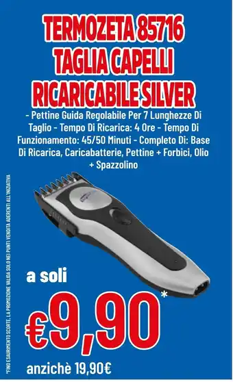 Termozata 85716 taglia capelli ricaricabile silver