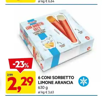 DPiù 6 coni sorbetto limone arancia offerta