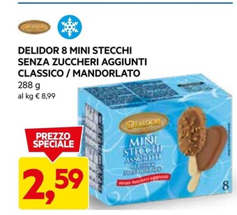 DPiù Delidor 8 mini stecchi senza zuccheri aggiunti classico / mandorlato offerta