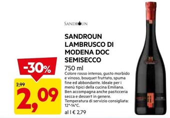 DPiù Sandròun lambrusco di modena doc semisecco offerta
