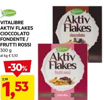 DPiù Vitalibre aktiv flakes cioccolato fondente / frutti rossi offerta