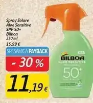 Carrefour Market Bilboa spray solare aloe sensitive spf 50+ offerta
