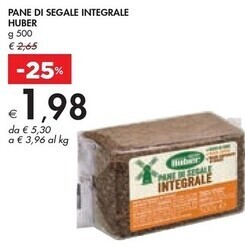 Bennet Huber pane di segale integrale offerta