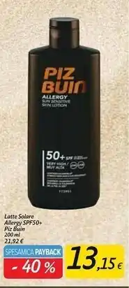 Carrefour Market Piz buin latte solare allergy spf50 + offerta