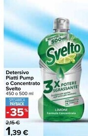Svelto detersivo piatti pump o concentrato