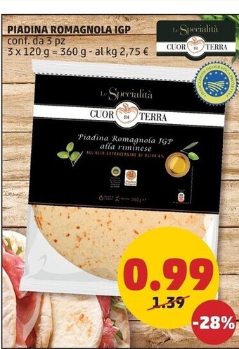 PENNY Cuor di terra piadina romagnola igp offerta