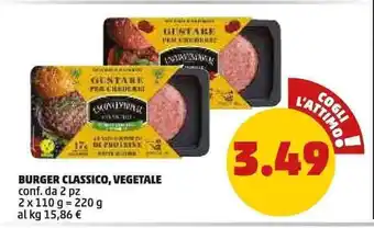 PENNY BURGER CLASSICO, VEGETALE conf. da 2 pz 220 g offerta