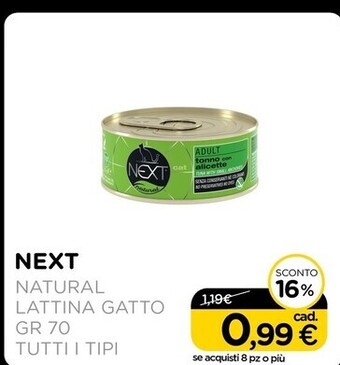 Arcaplanet Next - natural lattina gatto gr 70 tutti i tipi offerta
