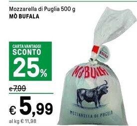Iper La Grande Mò bufala mozzarella di puglia offerta