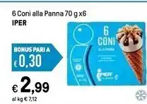 Iper La Grande Iper 6 coni alla panna offerta
