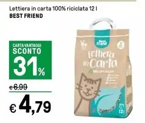Iper La Grande Best friend lettiera in carta 100% riciclata offerta