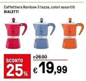 Iper La Grande Bialetti caffettiera rainbow 3 tazze offerta