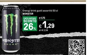 Iper La Grande Monster energy drink offerta