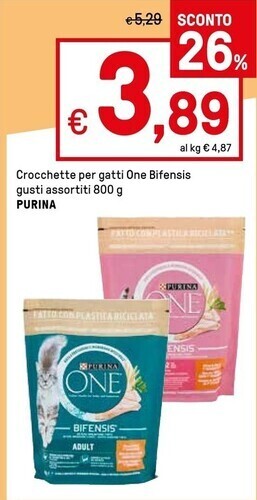 Iper La Grande Purina crocchette per gatti one bifensis offerta