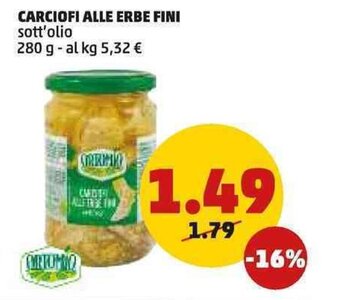 PENNY CARCIOFI ALLE ERBE FINI sott'olio 280 g offerta